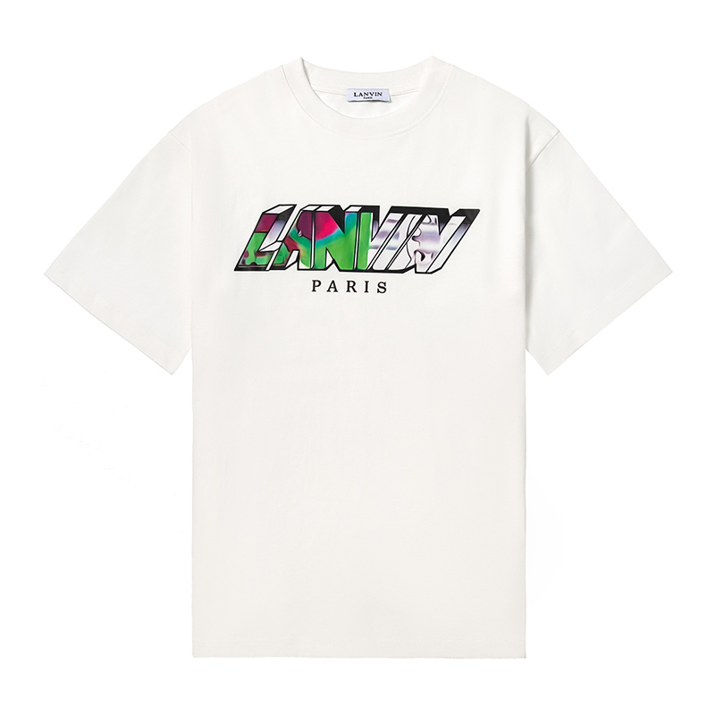 

Lanvin Designer Mens T Shirt High Street Letter Printing Cotton Tees Fashion Brand T shirts Summer Tops Size XS- 02, White