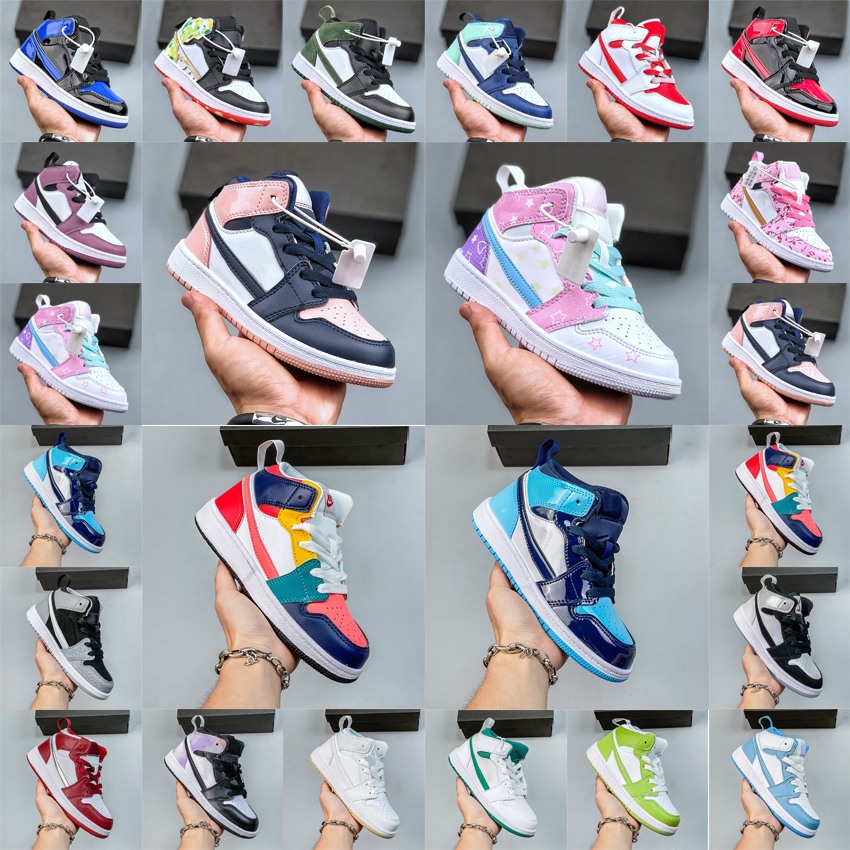 

Childrens Jumpman 1s Mid Basketball Shoes Toddler Kids 1 trainers Kid Runner Athletic shoes Child Pine Green Game Royal Scotts Obsidian Chicago Bred Sneakers US6C-3Y, View item description for see big pics