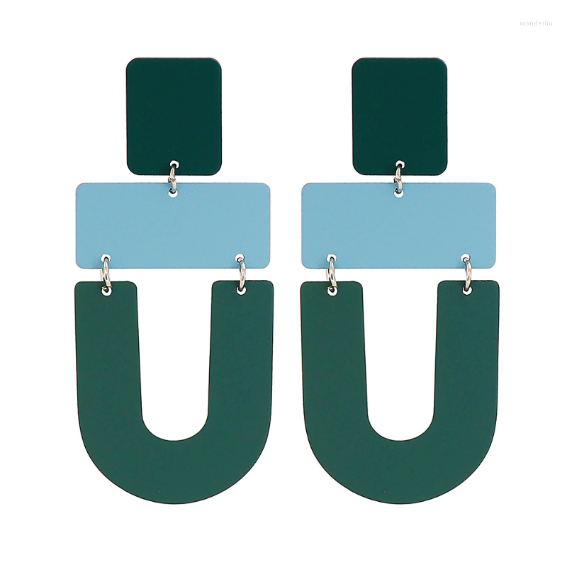 

Dangle Earrings Women's Fashion Acrylic Color Blocking Hollow Aretes De Mujer Korean Jewelry