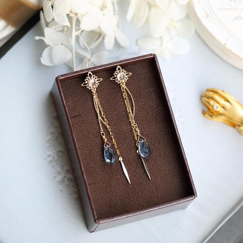 

Dangle Earrings Designer Sterling Silver 925 Drop Set For Women Luxury Snow London Blue Stone Wedding Korean Fine Jewelry Gift LMEI109