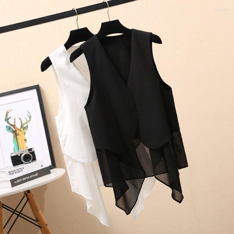 

Women's Vests Fashion Women's Chiffon Vest Thin Cardigan Sleeveless Jacket Korean Leisure Wholesale Waistcoat, Black