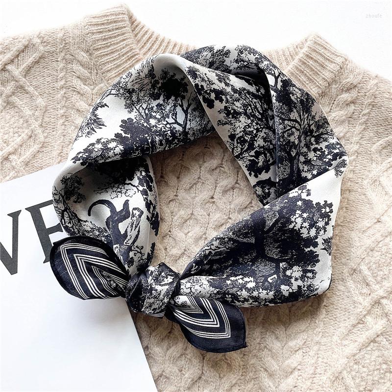 

Scarves 2022 Luxury Print Silk Scarf Women Neckerchief Ladies Hair Band Wirst Foulard Headband Small Square Bandana Echarpe