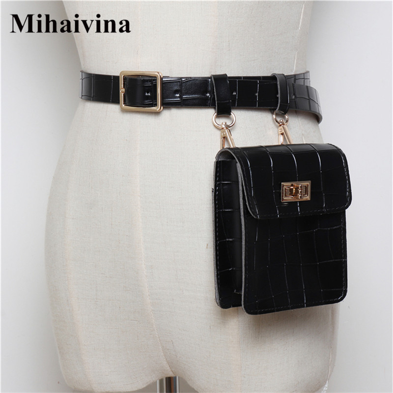 

Waist Bags Mihaivina Vintage Leather Alligator Fanny Pack For Women Luxury Belt DesignerBlack 221208, Black belt