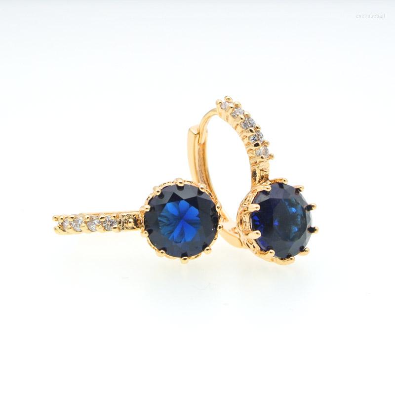 

Hoop Earrings Royal Blue Crystal Gold Circle Earings Jewellery Accessories Women Gifts Party Oorbellen Bijoux Femme Kupe E0815
