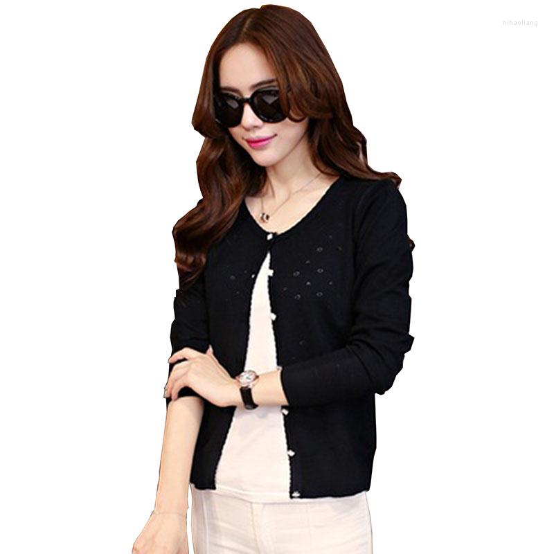 

Women' Knits Women'  All-match Knitting A Small Hollow Shawl Short Thin Cardigan Jacket, Black