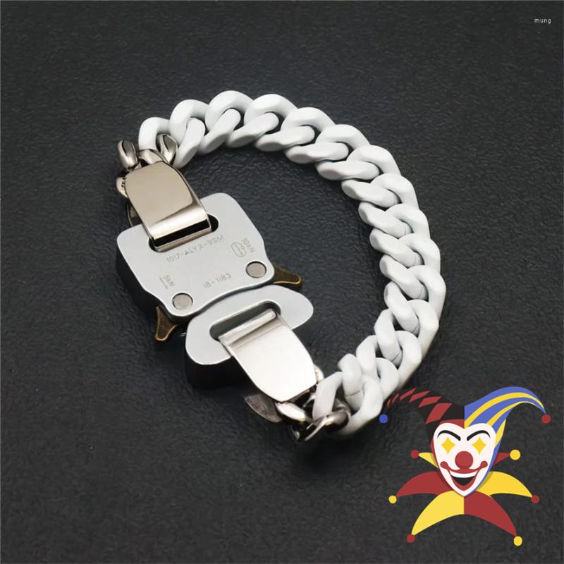 

Link Bracelets White 1017 ALYX 9SM Buckle Men Women Ceramic Paint Bracelet Signature Metal Rollercoaster Chain