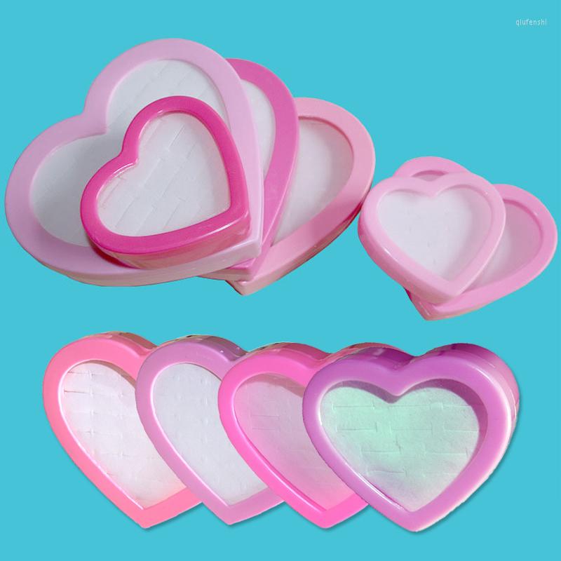 

Jewelry Pouches Pink Heart-shape Ring Earrings Organizer Showcase Ear Studs Display Stand Holder Rack Tray Plate Box Case Fashion