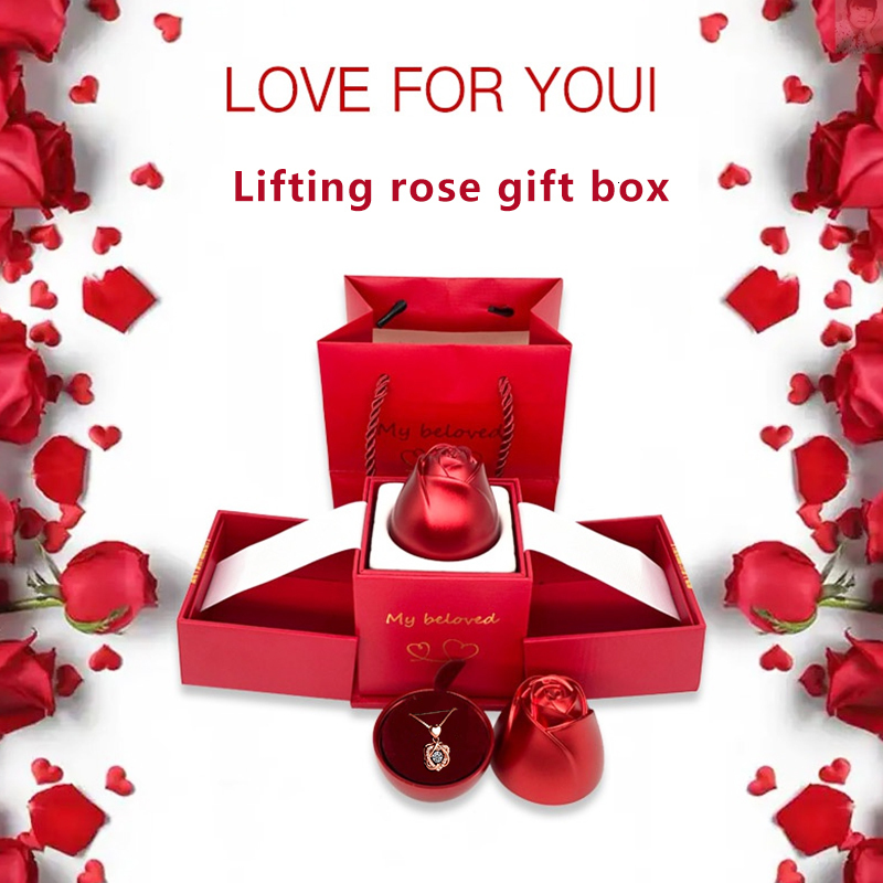

Jewelry Boxes Fashion Wedding Rose Ring Box Holder Necklace Display Storage Case Gift 221208