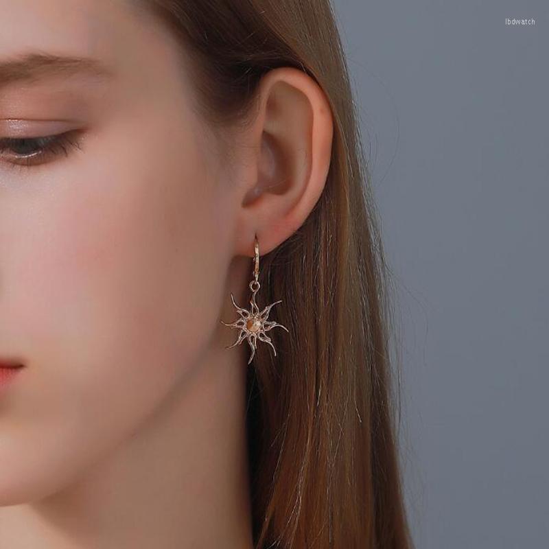 

Hoop Earrings Black Color Hollow Sun Moon Pendant Huggies Asymmetrical Abstract Circle Ear Ring Jewelry Gift