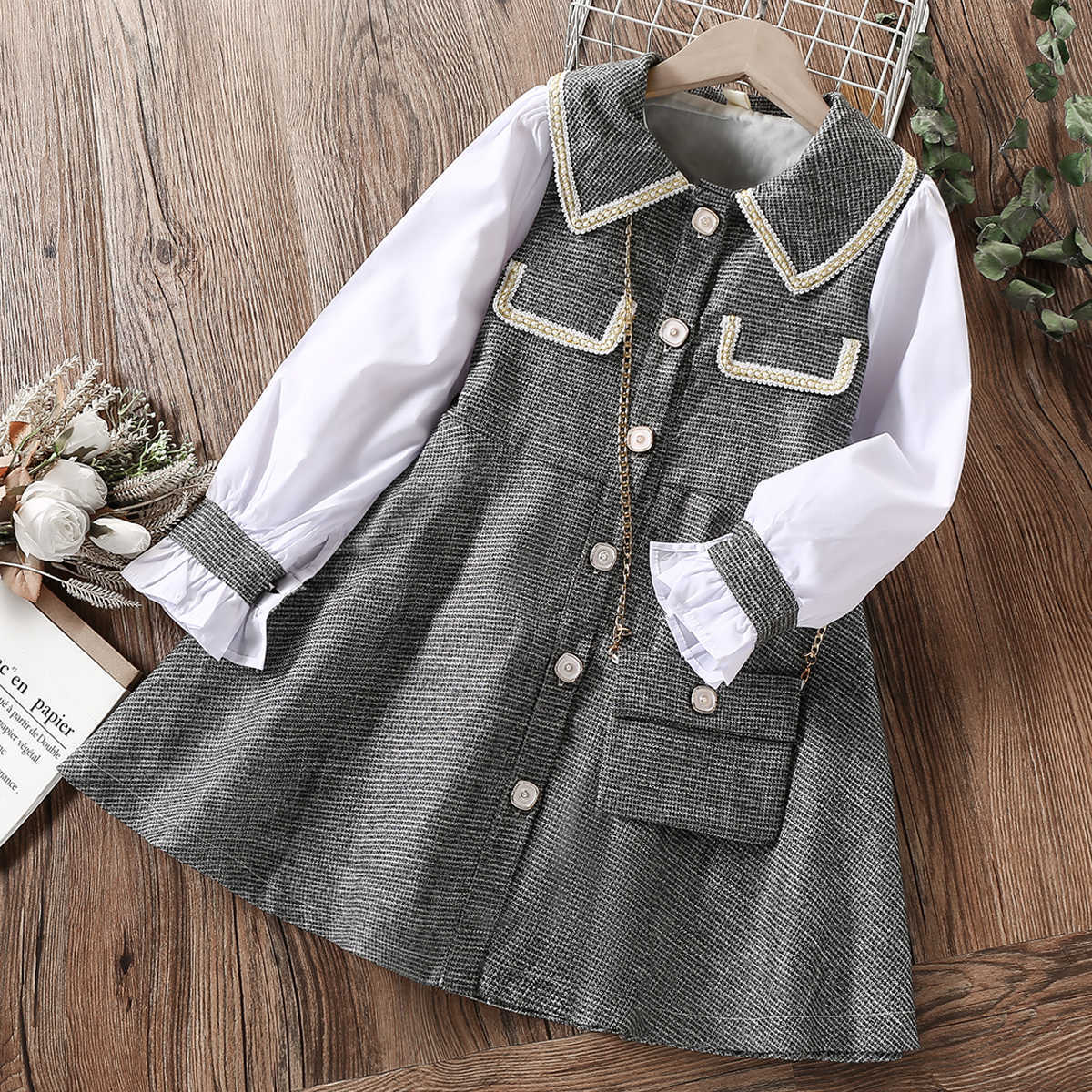 

Girl's Dresses Kids Plaid Dresses for Girls Clothes Teenagers School Uniform Long Sleeve Spring Autumn Baby Children Costume 6 8 10 12 13 Years T221207, Black