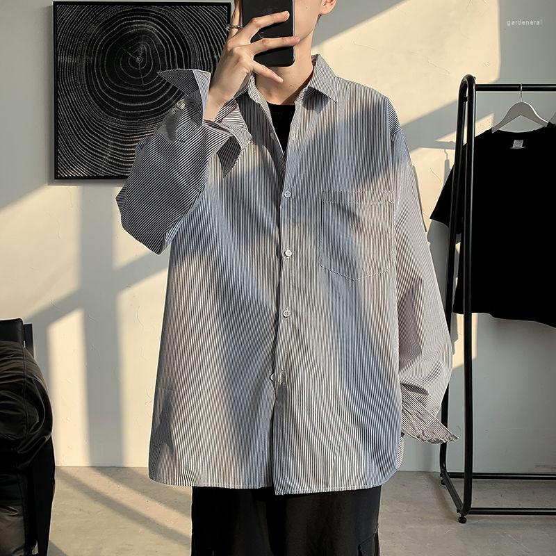 

Men's Casual Shirts Shirt 2022 Spring And Autumn Korean Pin Stripe Men's Long Sleeve Loose Top The Office A Formal Occasions Fashion, Black