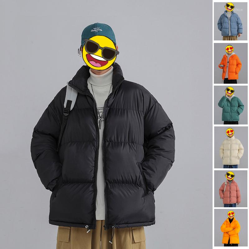 

Men's Down 2022 Winter Men Solid Puffers Coat Korean Couple Harajuku Hip Hop Loose High Street Casual All-match Thicken Warm Jackets, Pink
