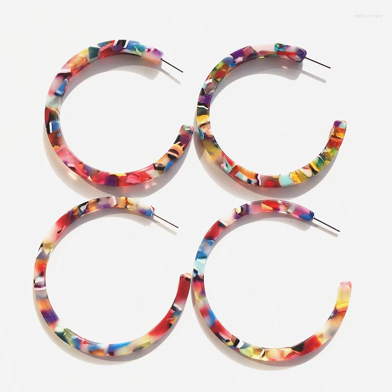 

Hoop Earrings UJBOX Large 59mm Colorful Pattern Acetate For Women Acetic Acid Wedding Party Jewelry Wholesale Bulk Gifts