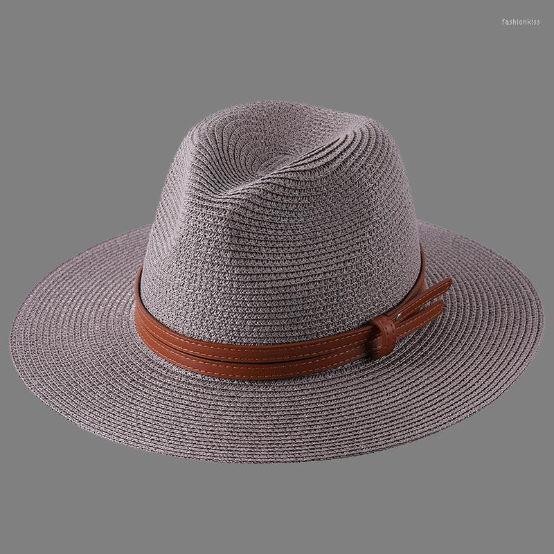 

Berets Hats For Men Custom Natural Panama Straw Hat Summer Women Wide Brim Beach Sun Cap UV Protection Chapeu Masculino LM77, White