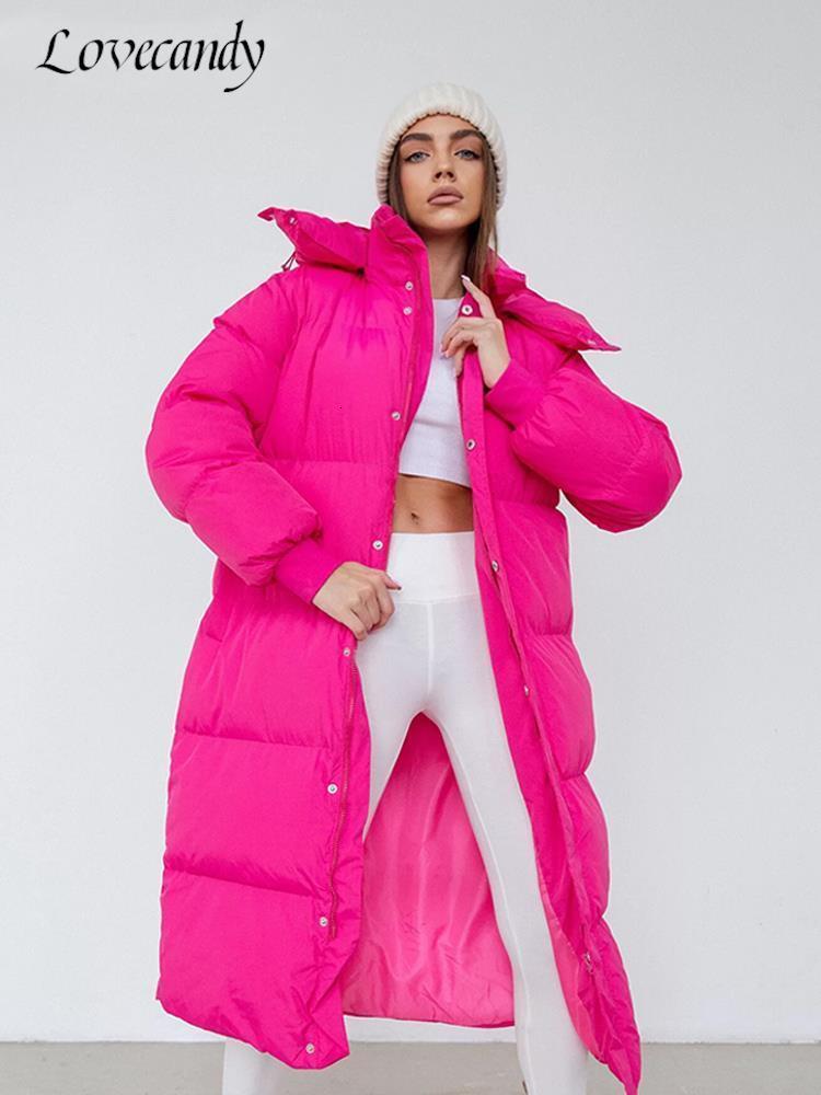 

Women s Down Parkas Woman Hooded Long Jacket Loose Fashion Zipper Button Winter Jackets Pocket Cotton Padded Parka Ladies Coat 221208, Black