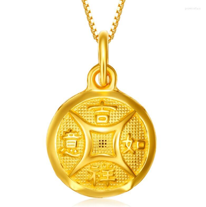 

Pendant Necklaces PURE 999 24K YELLOW GOLD / GIFT BLESS LUCKY GOOD LUCK COIN 1.3G