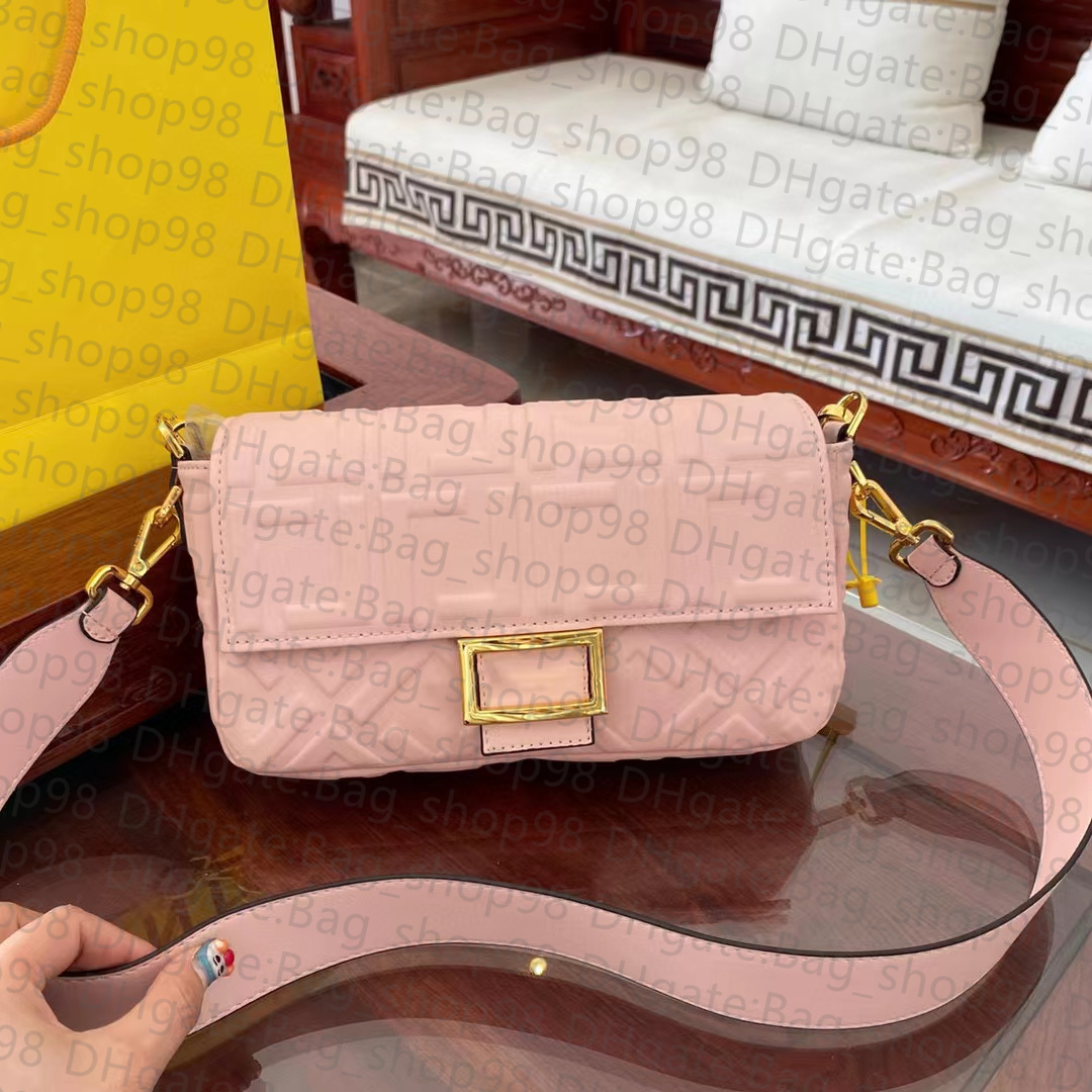 

7A Fashion Baguette Women Bag Cowhide Metal Buckle Flap Shoulder Bag Large Capacity Designer Crossbody, Black 18.5*11cm