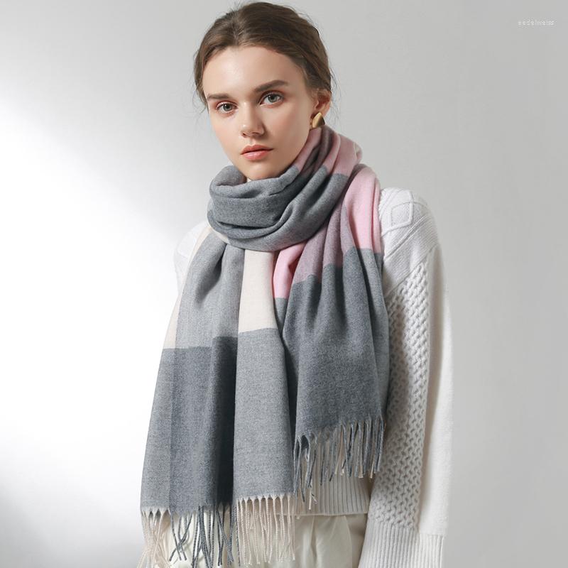 

Scarves Ladies Plaid Wool Scarf Winter Brand 2022 Shawls And Wraps Thick Oversize Foulard Pashmina Tassel Echarpe Warm For Women