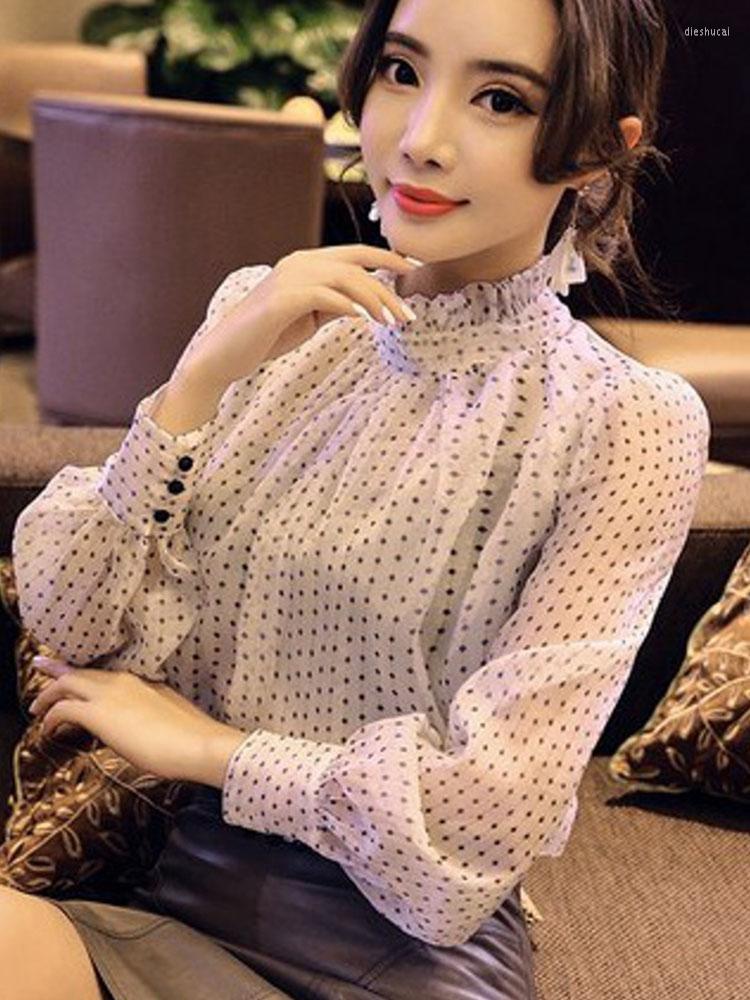 

Women' Blouses Arrived 2022 Spring Blouse Women Long Sleeved Shirt Female Fashion Loose Office Lady Clothing, White