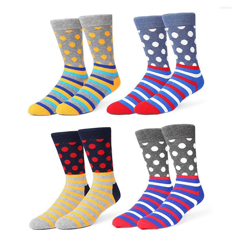 

Men's Socks Brand Men Argyle Colorful Bussiness Crew Striped Dot British Style Cotton Dress Long