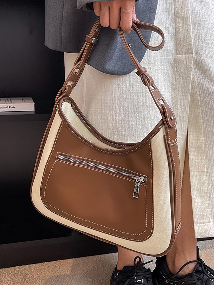 

Evening Bags Contrast Underarm Women's Shoulder Bag Pu Leather Luxury Designer Handbags For Women Fashion Brand Female Crossbody, Black