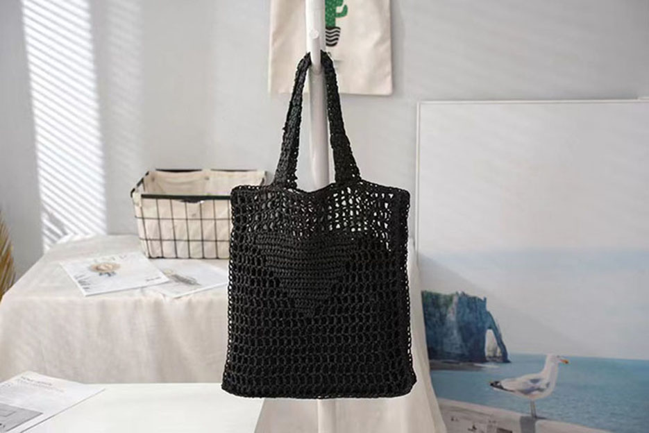 

Women Fashion Weave Tote Bag Beach Totes Handmade Woven Raffia Shoulder Bag Summer Travel Handbags Embroidery Letter handbag, White