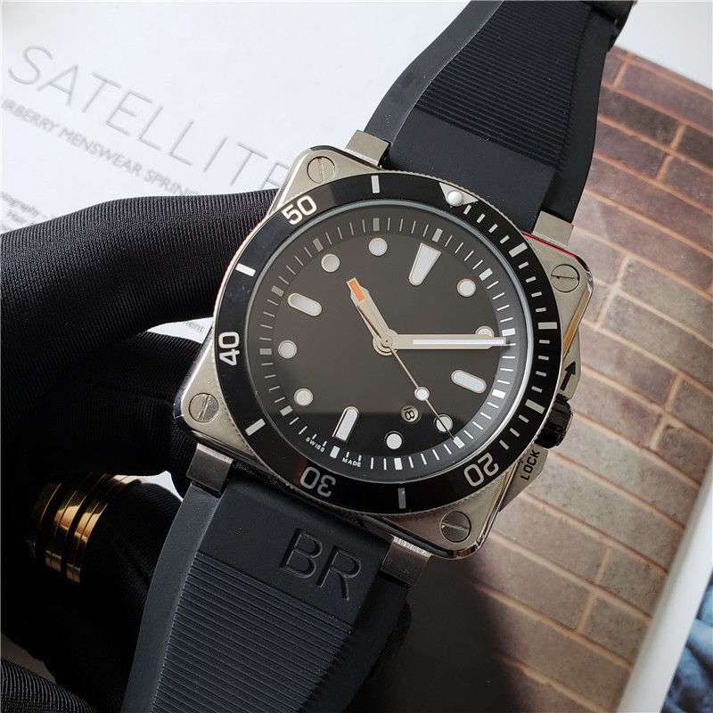 Men&#039;s watch automatic mechanical stainless steel ring glow-in-the-dark casual watch rubber strap-image-826115363