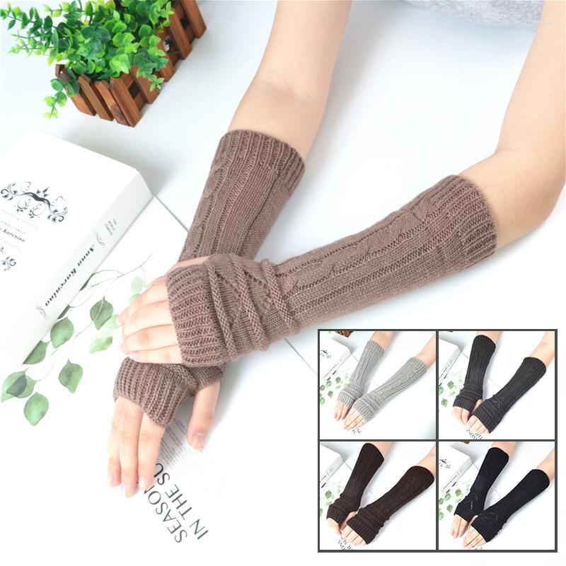 

Knee Pads Knitted Arm Sleeve Warmer Mitten Long Gloves Fingerless Casual Winter Soft Girls Goth Clothes Women Punk Gothic Glove, 03nude
