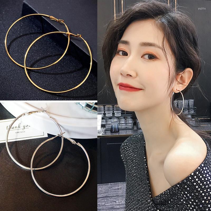 

Hoop Earrings LByzHan 2022 Fashion Exaggerate Big Smooth Circle Brincos Simple Party Round Loop For Women Jewelry