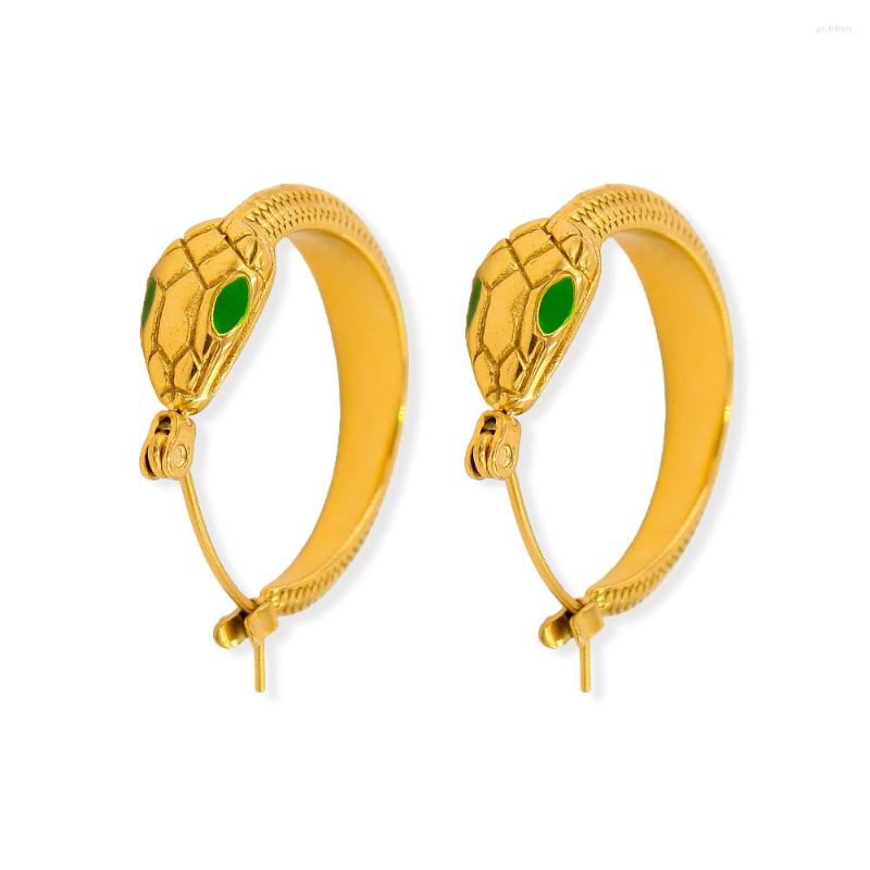 

Stud Earrings Stainless Steel Snakes Shaped Hoop Women Trendy Personality Little Green Eyes Punk Earring Jewelry YS453