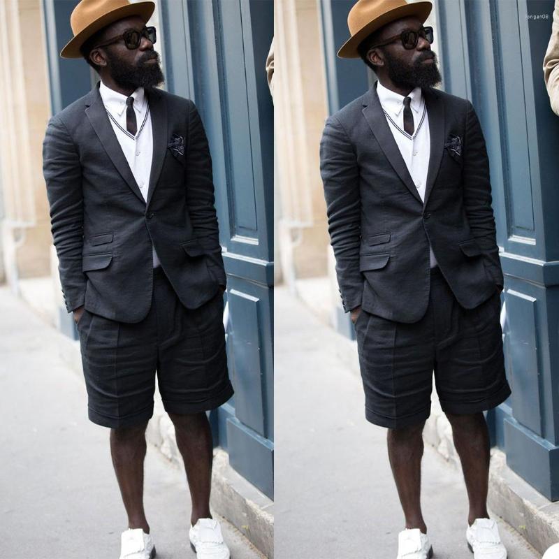 

Men's Suits Black Loose Men Handsome Streetwear England Style Notched Lapel Tuxedos Shorts Casual Daily Smart Wear Jacket