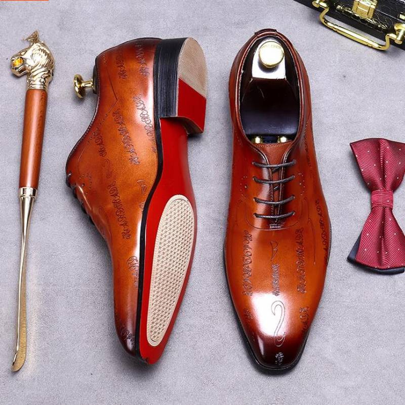 

Gentlemen Formal Suit Dress Shoes Cow Genuine Leather Mens Oxfords Fashion Wedding Oxfords Male Flats Big Size 38-46