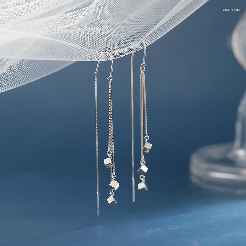 

Dangle Earrings VOQ Silver Color Geometric Cube Long Tassel Women Party Jewelry Gifts