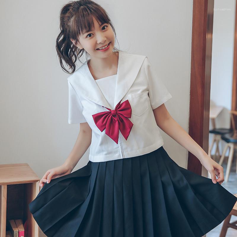 

Clothing Sets White Schoolgirl Uniform Summer Japanese Class Navy Sailor School Uniforms Students Clothes For Girls Anime BHB68, Only shirt
