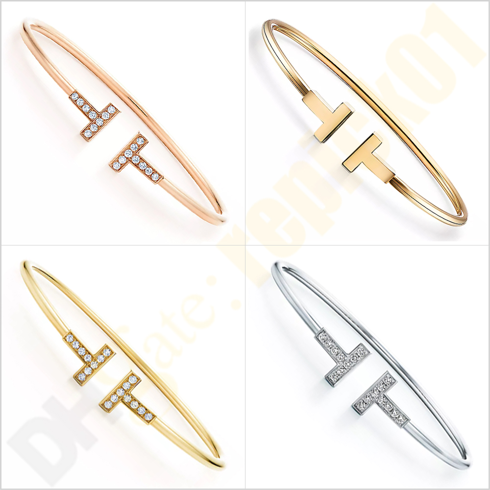 

2023 Korean Version Double T Letter Opening Micro Diamond Bracelet Unique Design Bracelets Jewelry Accessories Bangle