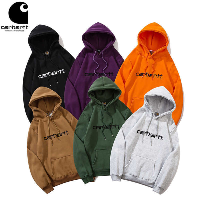 

Nzij 2023 New Men's Hoodies Sweatshirt North America Brand Carhart Classic Letter Embroidery and Women's Loose Hooded and Plush, Purple