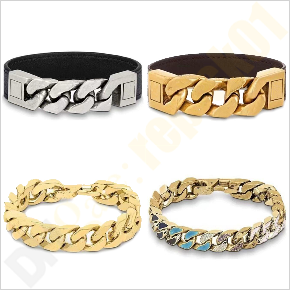 

Designer Sterling Silver Love letter flower Bracelet Men Women Gold Bracelets Chain Fashion Personality Hip-hop Bangle