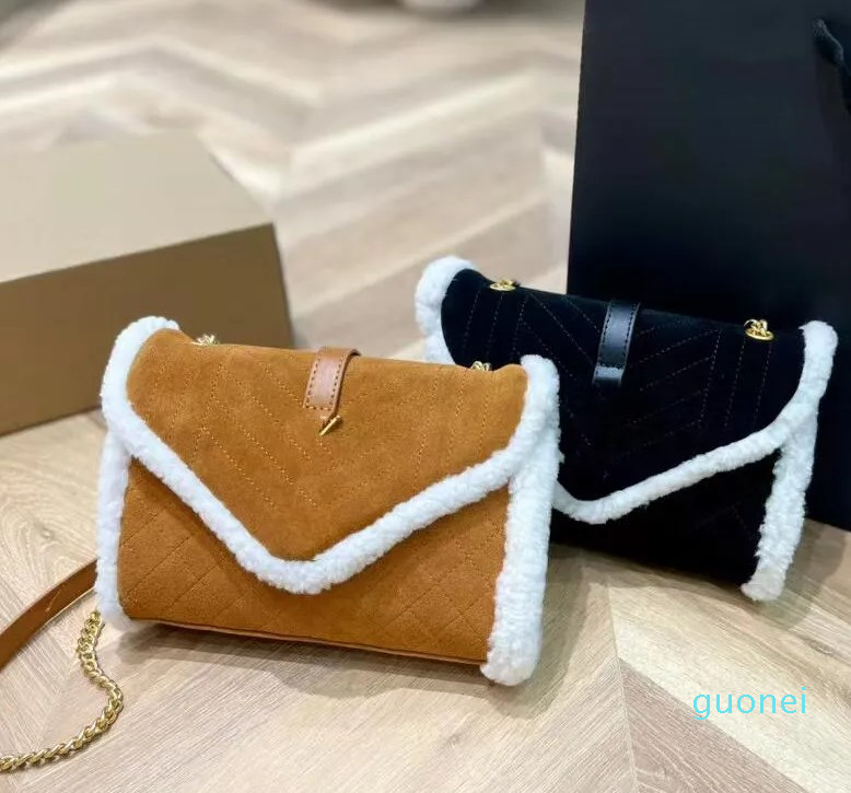 

Designer -Women Envelope Bag Crossbody Bags Underarm Shoulder Bag Suede Flip Handbags Lady Handbag Purse Fashion Letters Adjustable Straps, Black