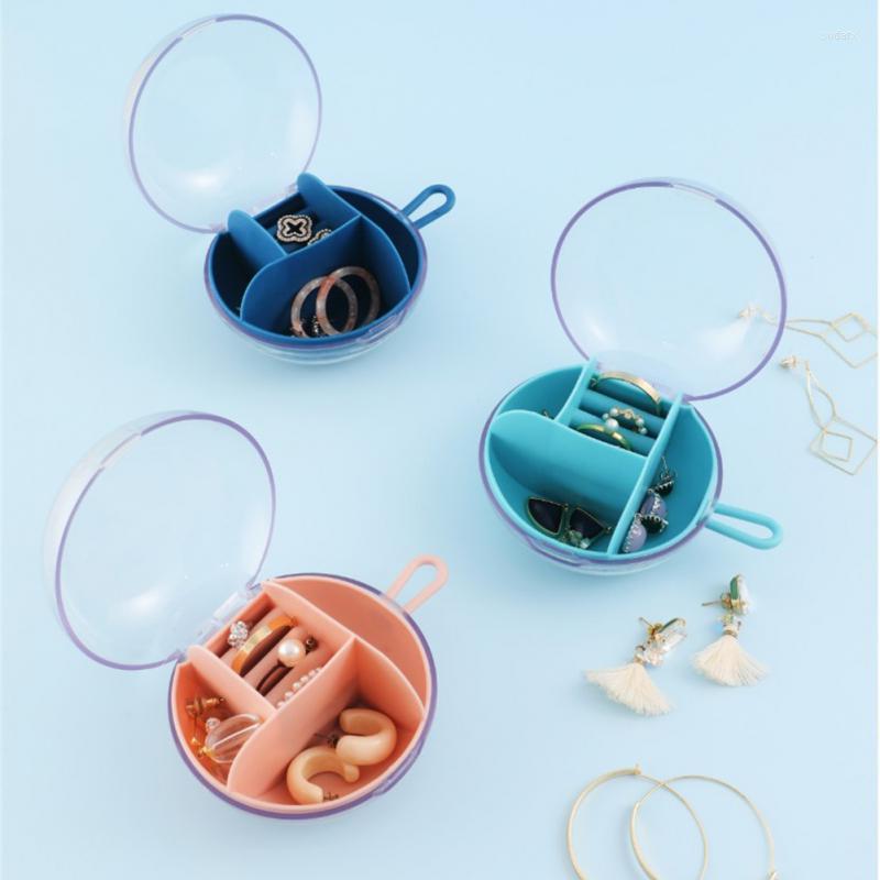 

Jewelry Pouches Travel Box Women's Cute Mini Heart Round Shape Organizer Necklace Earrings Rings Holder Case Gift