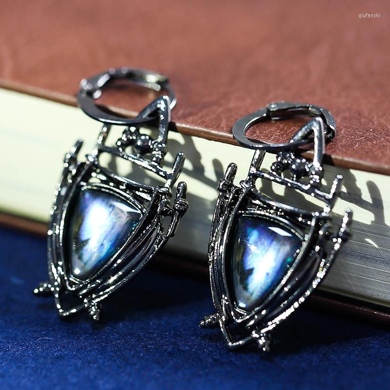 

Dangle Earrings Vintage Triangle Blue Resin Stone Drop For Women Ethnic Tribal Geometric Hanging Retro Jewelry