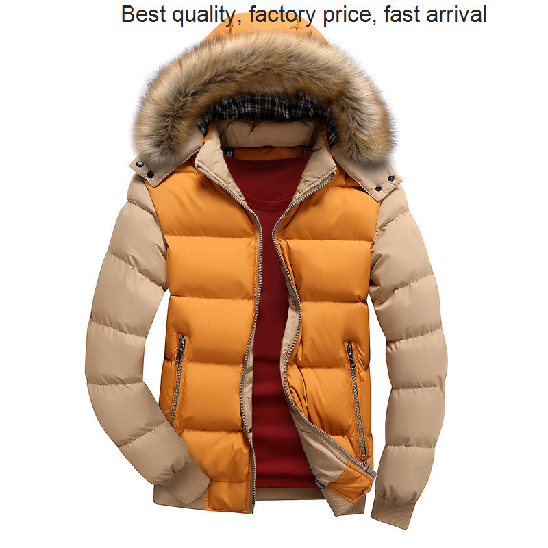 

Men's Down Parkas High quality luxury brand Men Jacket Winter Male Casual Hooded Outwears Coat Warm Fur Parka Overcoat Solid Thick 221207, Fk047 yellow khaki
