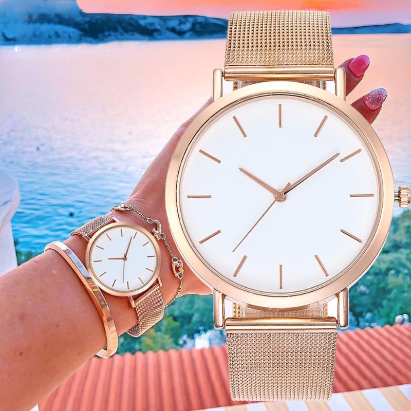 

Wristwatches Quartz Movement High Quality Martin Women Stainless Steel Mesh Rose Gold Waterproof Ladies Watch Drop Montre Femme