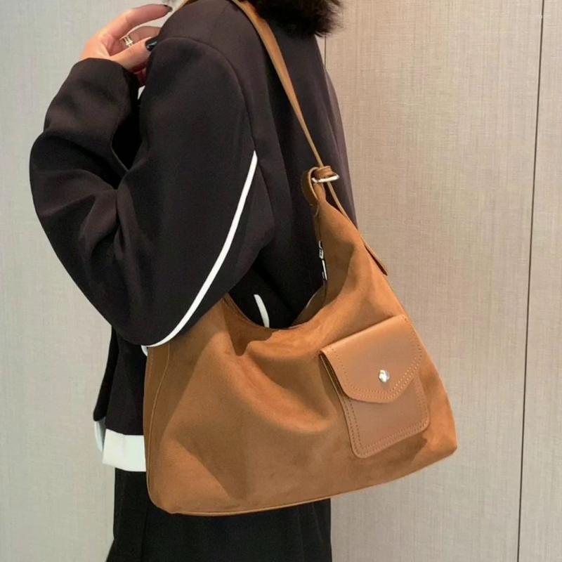 

Evening Bags 2022 Large Capacity Bag For Women Wide Strap Fashion Design All-Match Female Shoulder Commuter, Brown