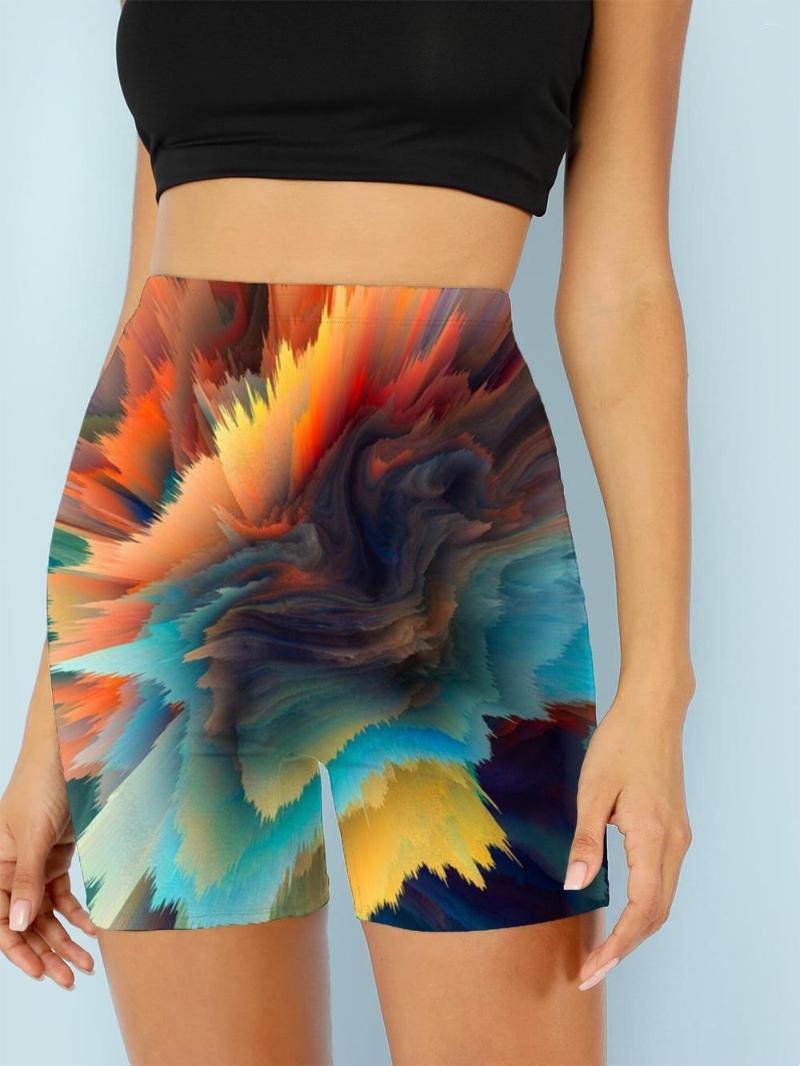 

Women' Pants 3d Shorts Graffiti Women Colorful Summer Dizziness High Waist Pigment Short Womens, Ahb-bbb-10174