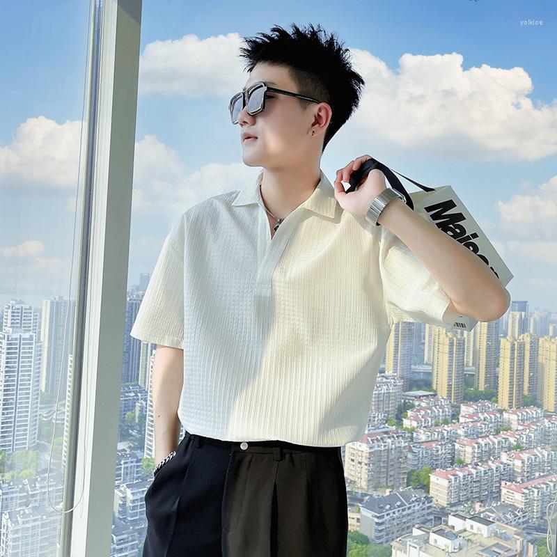 

Men's Dress Shirts High Quality White Short Men's Fashion Casual Ruffian Handsome Ice Silk Half Sleeve Inch Shirt Summer Clothes Small, Black