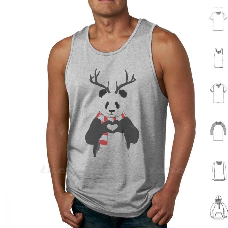 

Men's Tank Tops Xmas Panda Vest Sleeveless Christmas Holiday Animal Antlers Deer Humor Funny Cute, W-tank-gray
