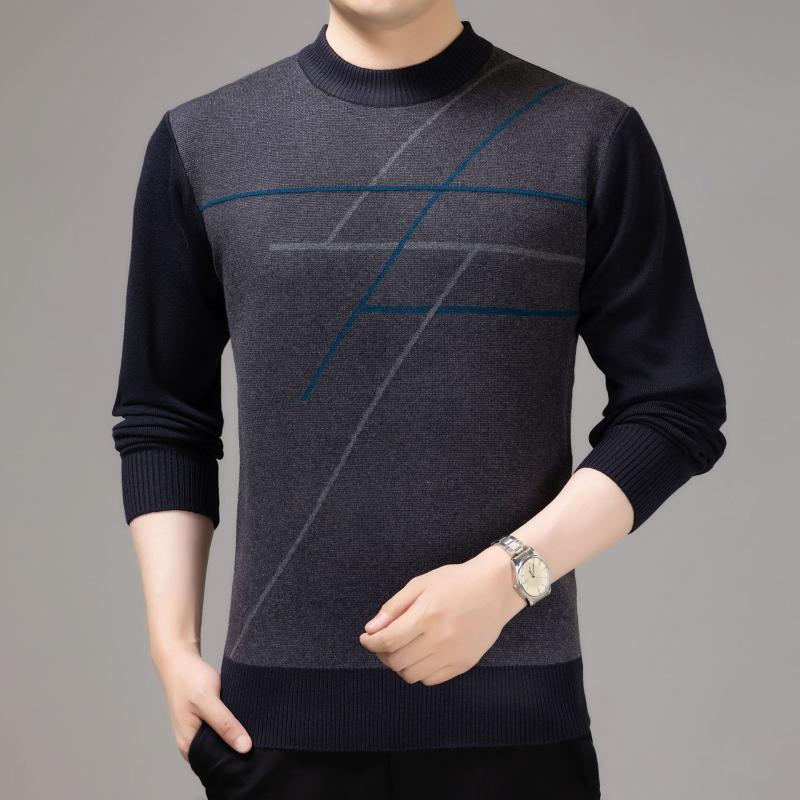 

Men's Sweaters 2022 Autumn And Winter Striped Color Matching Casual Sweater, Camel