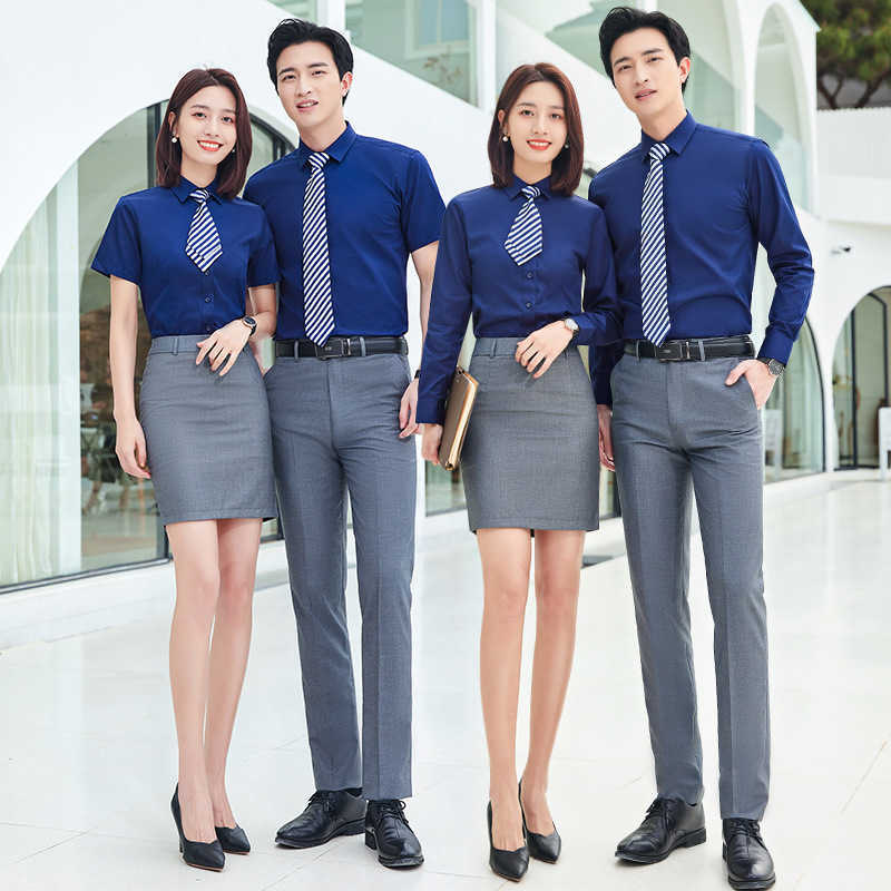 

Work Clothes Own Spring Summer Long and Short Sleeve Profional Suit Sal Busin Formal Men' Shirt Embroidery Men, Short sleeved men's white shirt