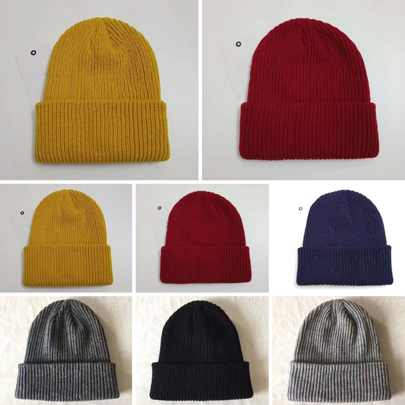 

Mens Winter Cap Beanie Brand Warm Beanies European American Caps Women Double-Layer Folded Knit Womens Woolen Hat, Color 2