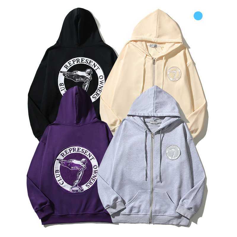 

Hoody Repre Fashion Designer Tive Representative Goddess of Flying Embroidery Sweater Coat High Street Couple Loose Hoodie Ins Brand Oversiz, Black